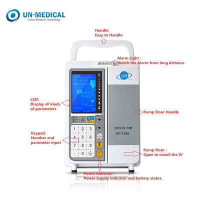 의학 3.2 인치 LCD 똑똑한 9999.9ml 0-9 수준 조정가능한 주입 펌프